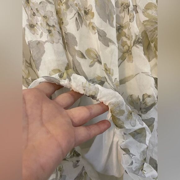 Italian Made Floral Peasant Long Sleeve Blouse, Soft & Silky, Size S - Picture 6 of 9